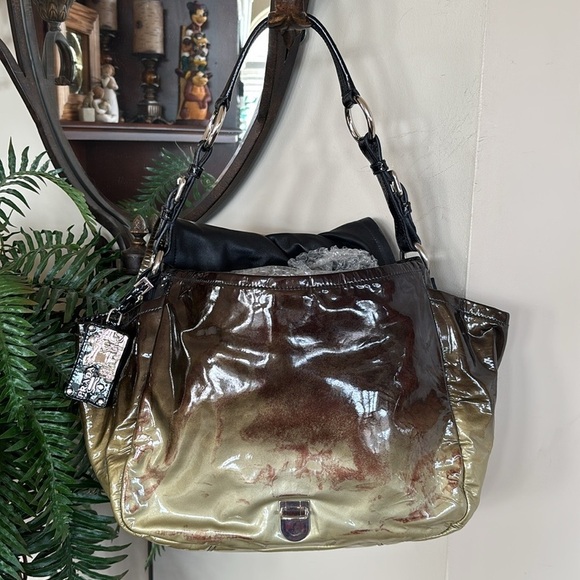 Prada Vernice Sfumato Flap Bag Spazzolato Ombre Shoulder Purse Patent Leather - Picture 5 of 16